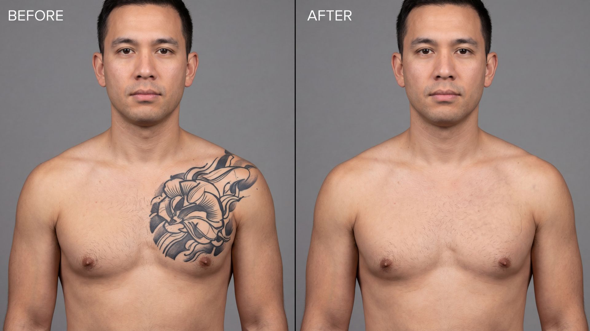 Before and after laser tattoo removal